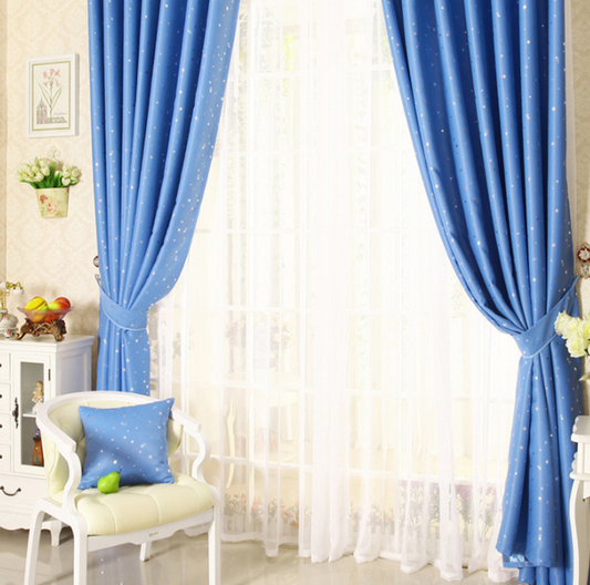 Star print perforated finished curtain